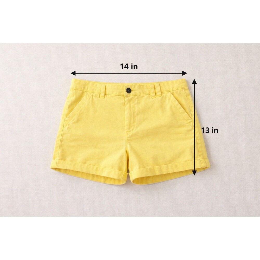 H&M Womens Yellow Chino Shorts Size 4 EUR 34 Cuffed Juniors Casual Summer